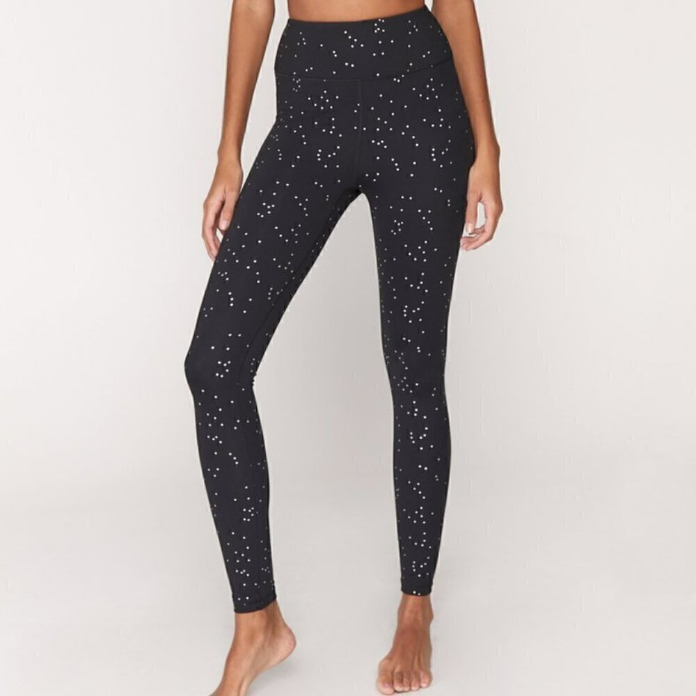 Spiritual Gangster essential high waist black star metallic leggings yoga new XS